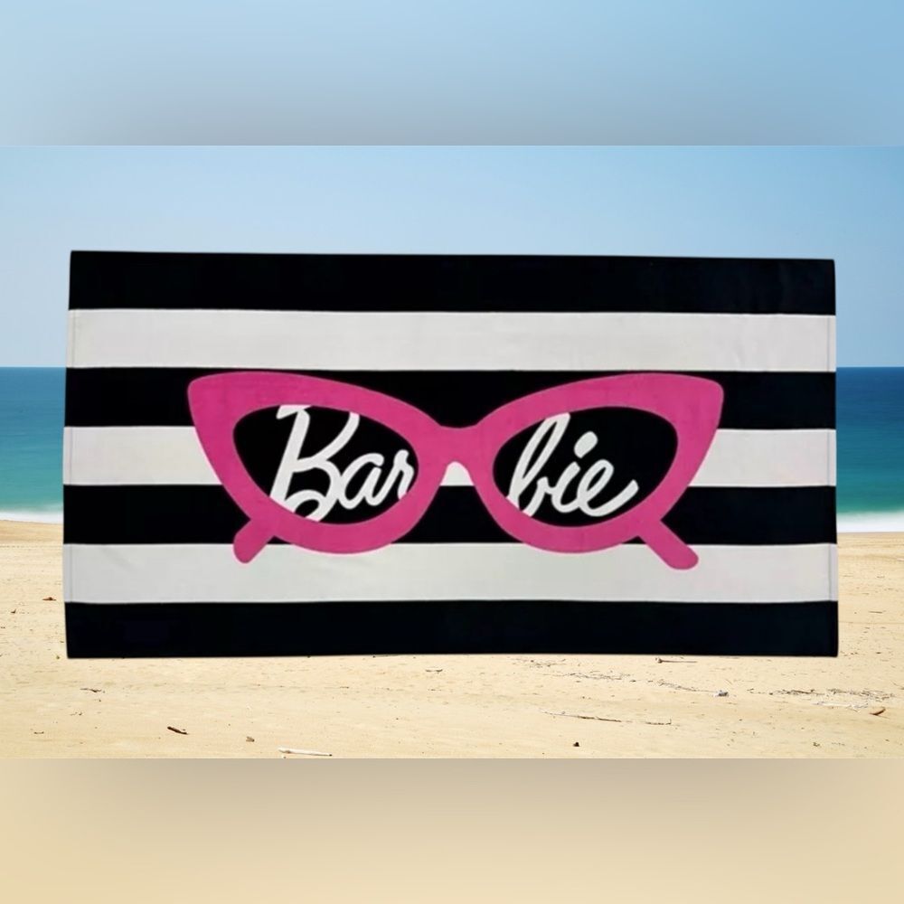 Barbie Black and White Stripe Beach Towel